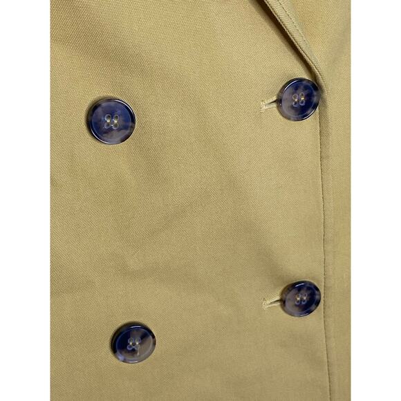 Theory Double Breasted Blazer Jacket Career Tortoise Button Cotton Mustard Sz 8 - Picture 5 of 8